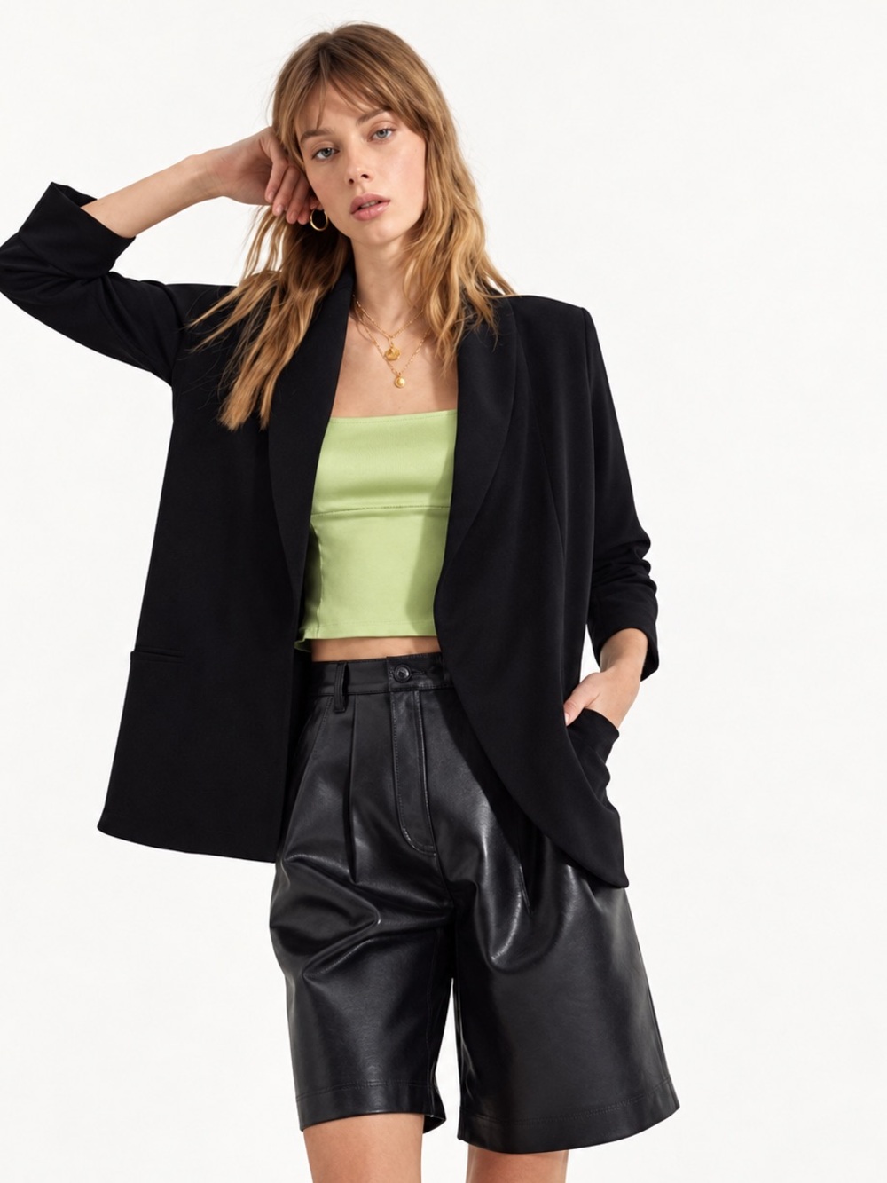 Aritzia Wilfred Chevalier Black Drape Front Blazer Size 4
